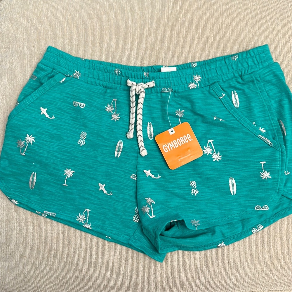 Gymboree green and silver summer shorts sz 14 w/pockets. BNWT